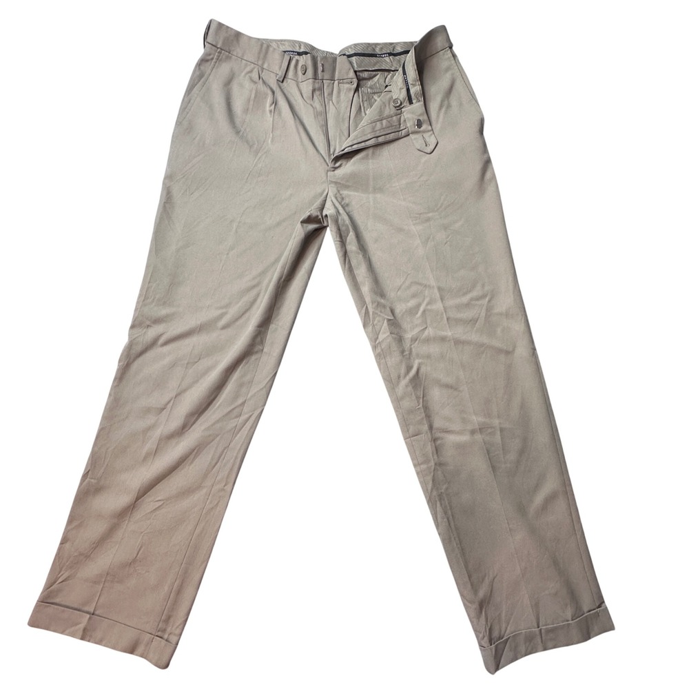 George Dress Pants Mens‎ 36x32 (36x29) Stone Pleated Front Cuffed Hem Business